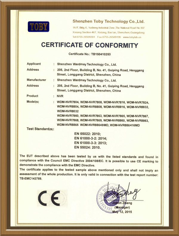 CE Certification of NVR