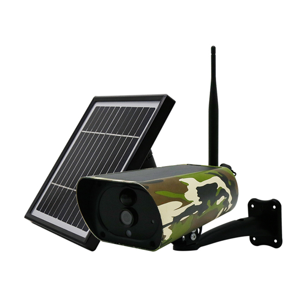 military color camouflage built-in battery solar power 4g camera